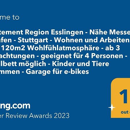 Appartement Region Esslingen - Naehe Messe - Flughafen - Stuttgart - Wohnen Und Arbeiten Auf Zeit In 120M2 Wohlfuehlatmosphaere - Ab 3 Uebernachtungen - Geeignet Fuer 4 Pers Incl Kinder - Beistellbett Moeglich - Kinder Und Tiere Willkommen - Garage F Altbach Dış mekan fotoğraf